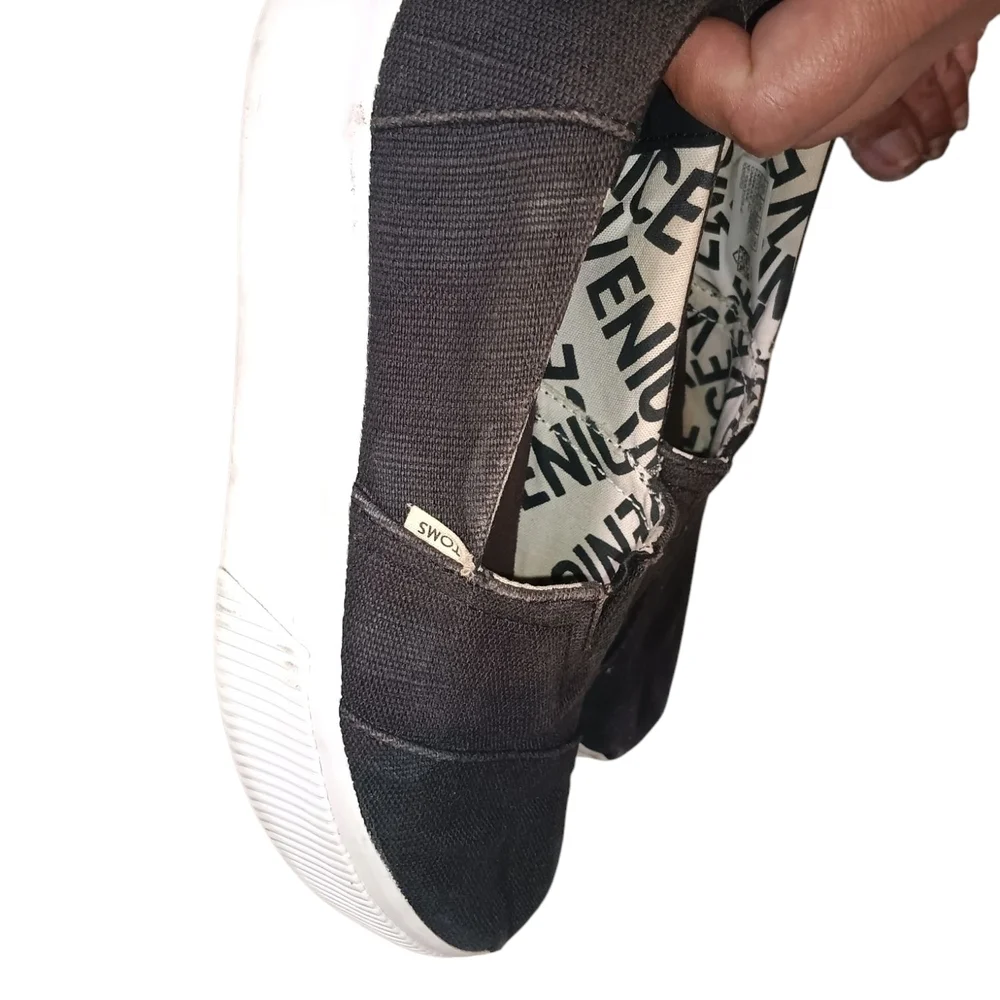 Toms Black Canvas Slip-On Loafers